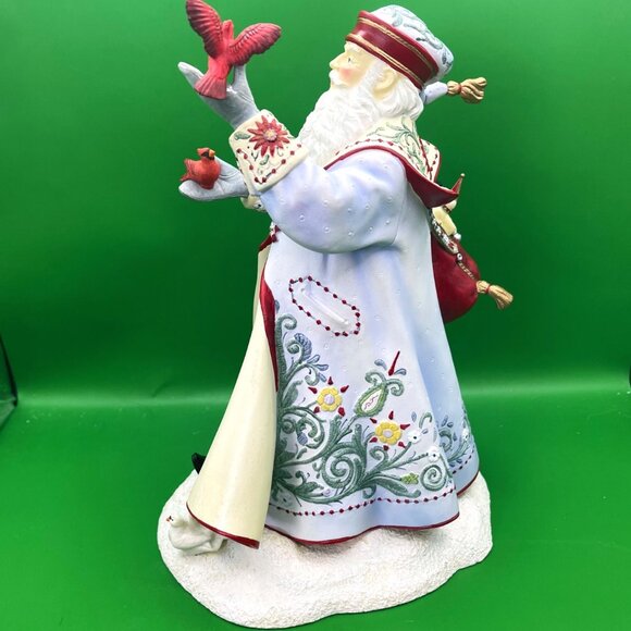 Lenox "A Christmas Traveler" Santa Claus Figurine Lynn Bywaters Cardinal Birds - Picture 2 of 16
